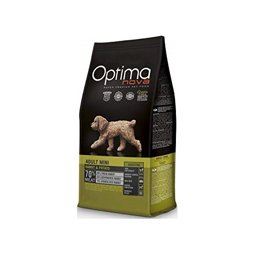 Optima Nova Mini Digestive. Kornfrit kvalitets hundemad/hundefoder med kanin og kartofler. til sarte maver