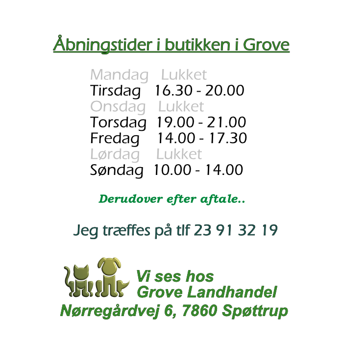 Åbningstider grove landhandel