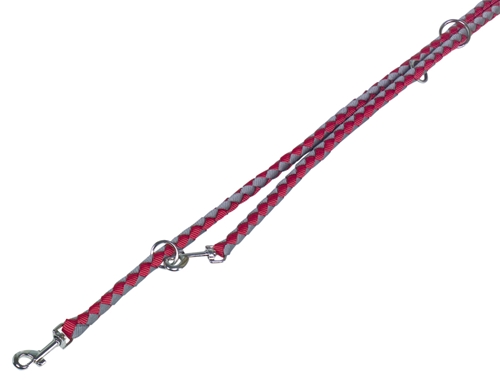 Corda dressurline 18mm x 200cm - rundflettet nylon rød og grå